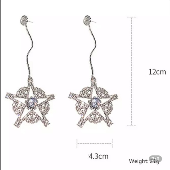 Rhinestone Drop Star Earrings - Picture 9 of 9